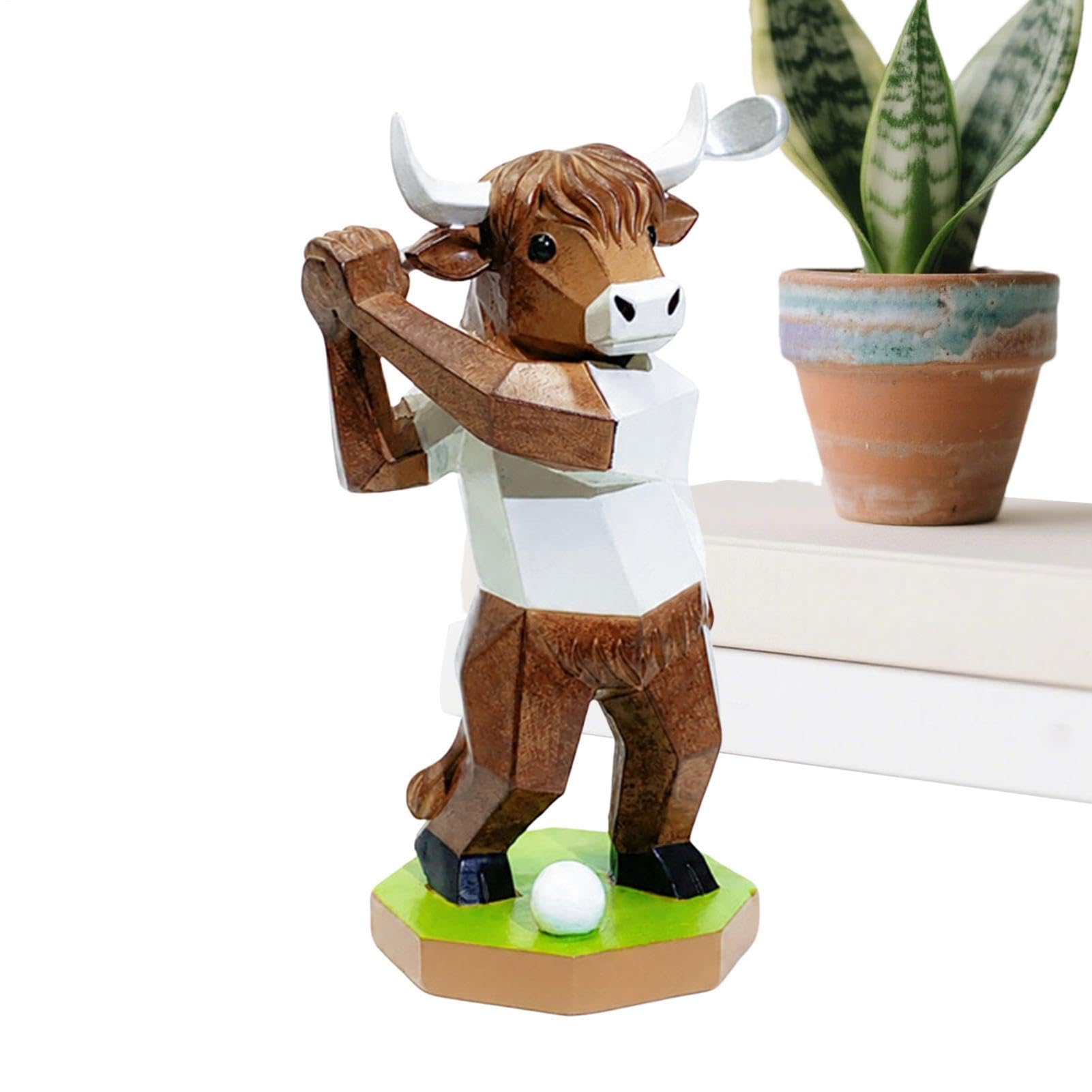 Figurine de vache de golf en résine pour la décoration de maison