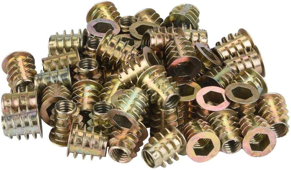 100 Tuercas Roscadas M6 X15 Mm - Insertos De Aleación De Zinc Para Muebles De Madera, Montaje Fácil Con Llave Allen