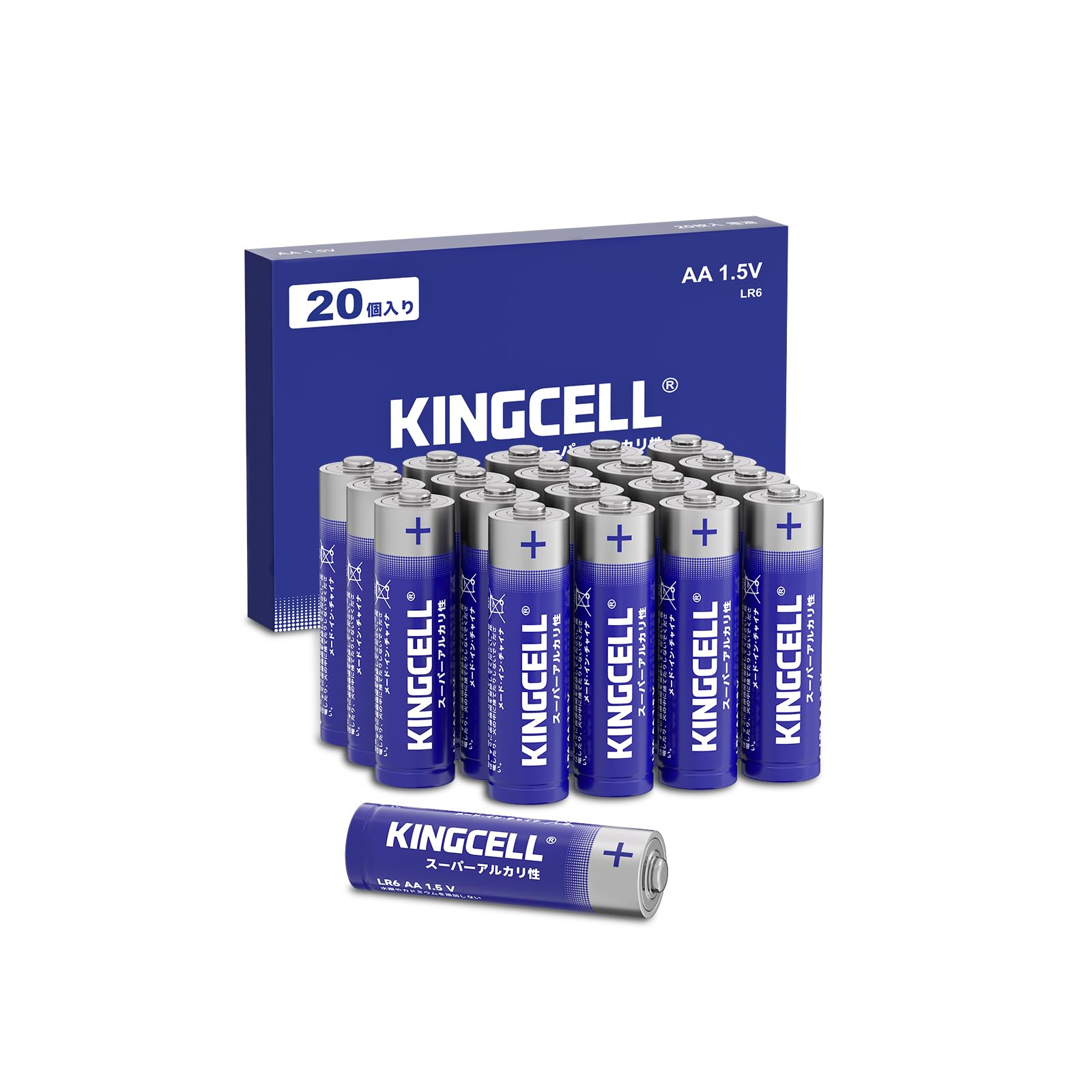 KINGCELL 単3形 アルカリ乾電池 20本セット ハイパワー 大容量 液漏…