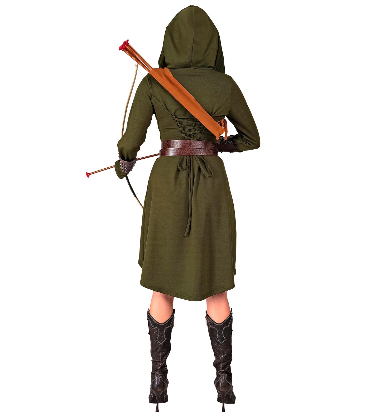 MIMIKRY Costume médiévale pour femme Robin des Bois - Robe médiévale à capuche - Vert - Archer viking guerrière - Cosplay Renaissance