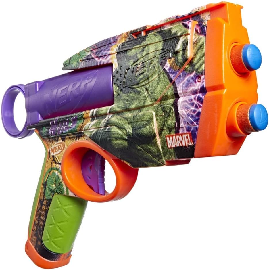 Nerf Marvel Hulk Dart Blaster | 4 Nerf N1 Foam Darts | Hulk-Inspired Blaster Skin Designs | Kids Gifts |Outdoor Toys & Games for Ages 8+ (Amazon Exclusive)