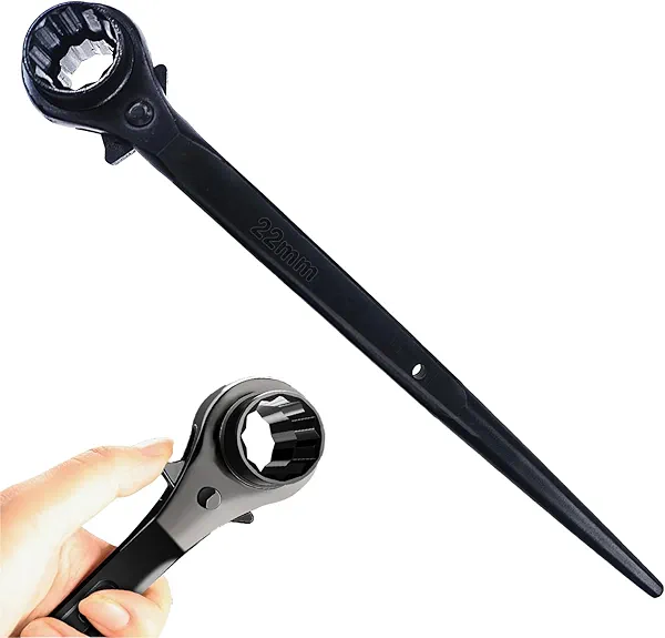 groword Reversible Ratcheting Wrench,Including 3/4",7/8" OR 19mm,22mm,12 Point Double Ended Socket Ratcheting Podger Scaffold Spud Wrench（Black）