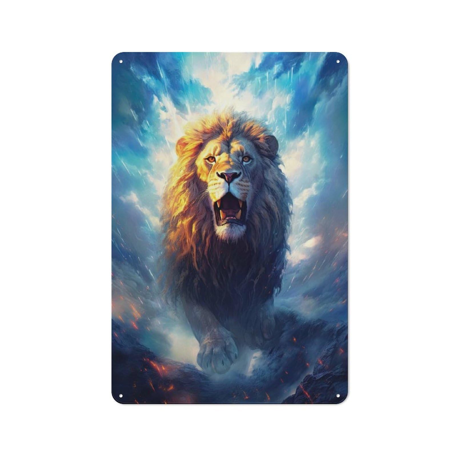 Junmoney Lion Roar Vintage Metal Wall Decor 30X20cm, Tin Wall Sign For Coffee Bar, Kitchen, Bistro Or Tea Corner