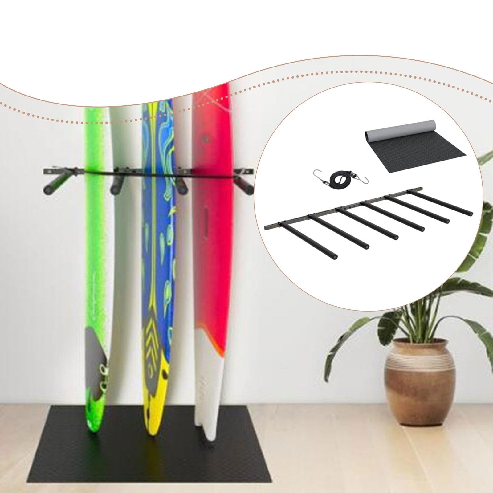 Porta Tavola da Surf Supporto Verticale Rastrelliera da Muro Espositore per 6 Tavole E Organizzatore per con Costruzione Resistente Adatto per Sp