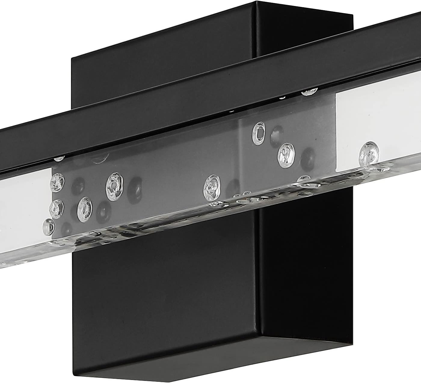Eyely EYL7128A Paulina 22" 1-Light Modern Contemporary 360-Degree Rotatable Iron/Seeded Acrylic Integrated LED Vanity Light for Entryway, Lobby, Bathroom, Hallway, Bedroom, Black/Clear