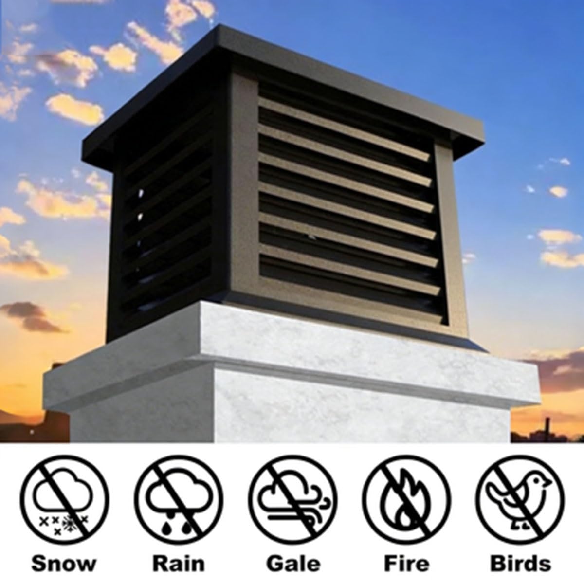 conducto de chimenea Sombrerete tubo de estufa cubierta Protector tapa 10in 12in 14in, Cuadrado sombreretes de chimenea chimenea Sombrerete, Aleación de aluminio Drain Sombrerete para Oil Estufa Ven