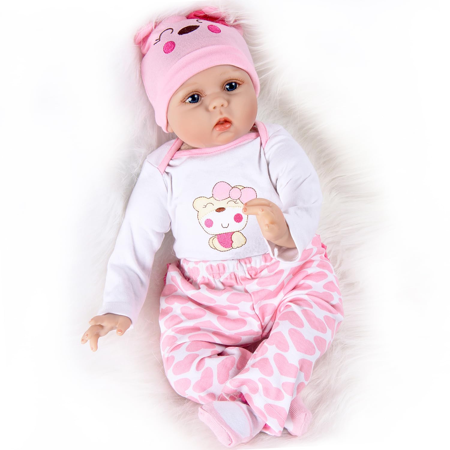 RUNGQIANY Silicone Reborn Dolls 22 Inch 55cm Soft Silicone Vinyl Reborn Toddler Dolls Handmade Baby Reborn Xmas Gift Cheap Reborn Dolls Toy Gift Real Life Dolls Toddler (Reborn Babies 22 inch) - Image 3