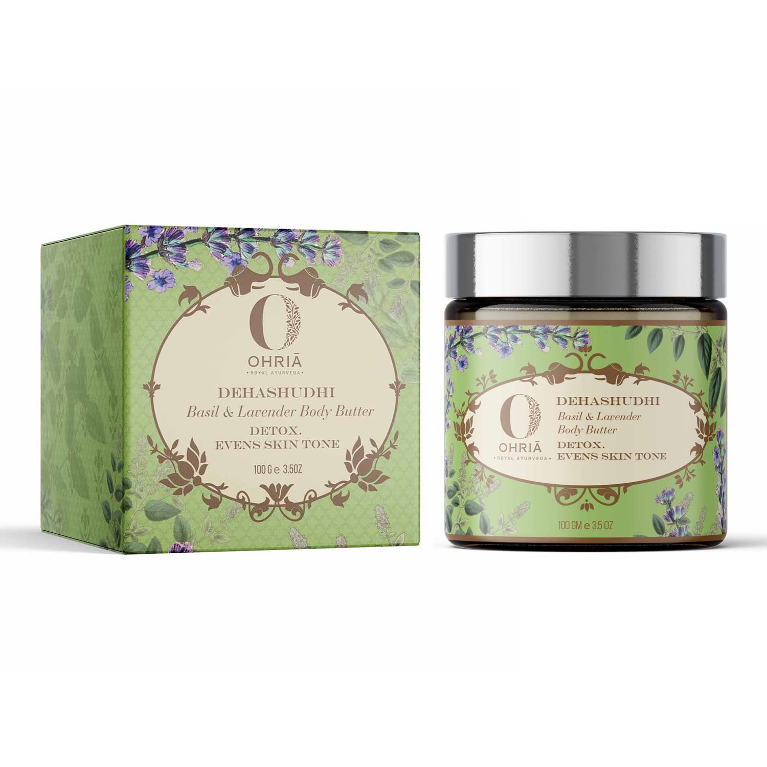 Ayurveda Dehashudhi Basil & Lavender Body Butter | Detox, Hydrating and Evens Skin Tone | For All Skin Types - 100g-image-46