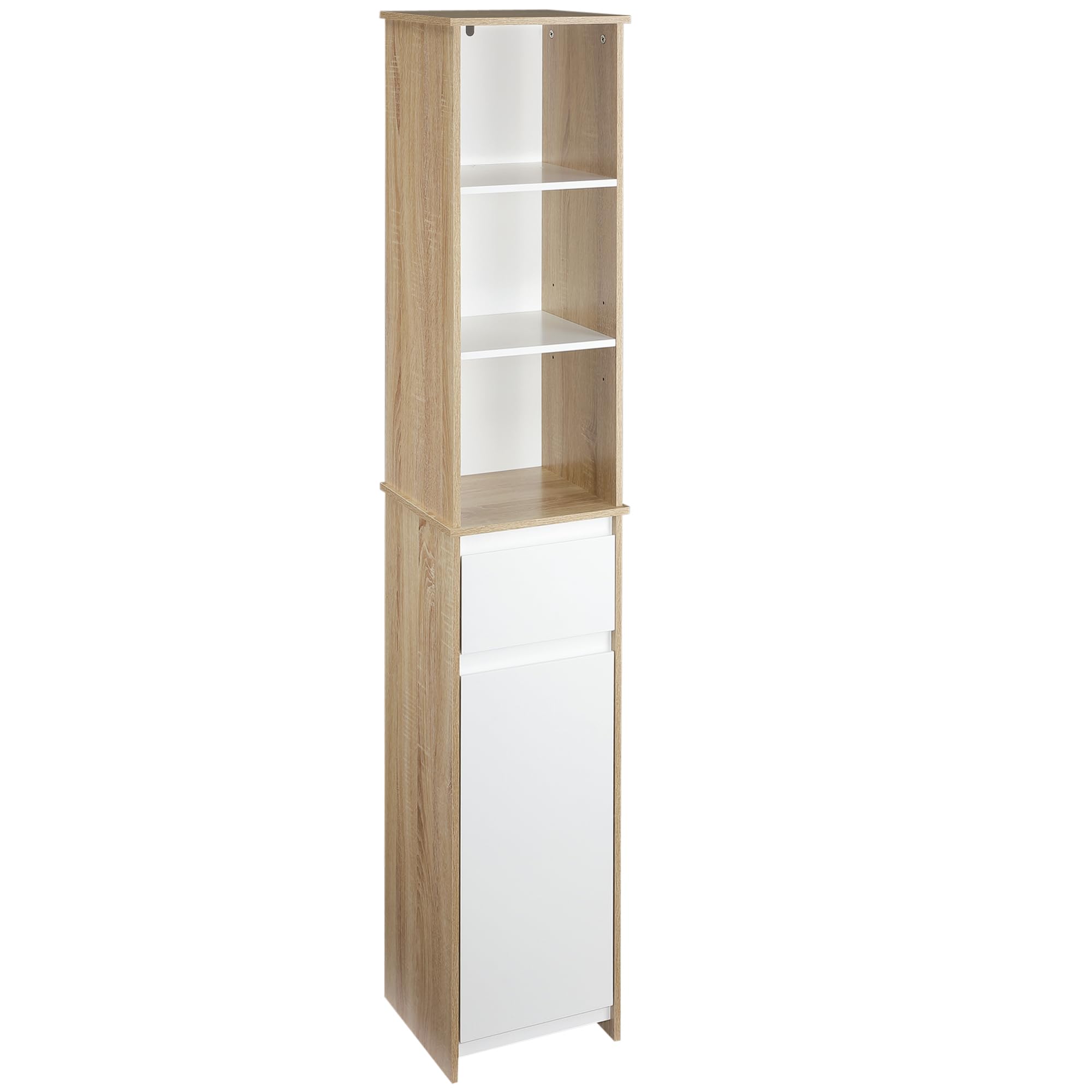kleankin Scaffale Bagno Salvaspazio in Legno Bianco 32.6x30x171.2cm