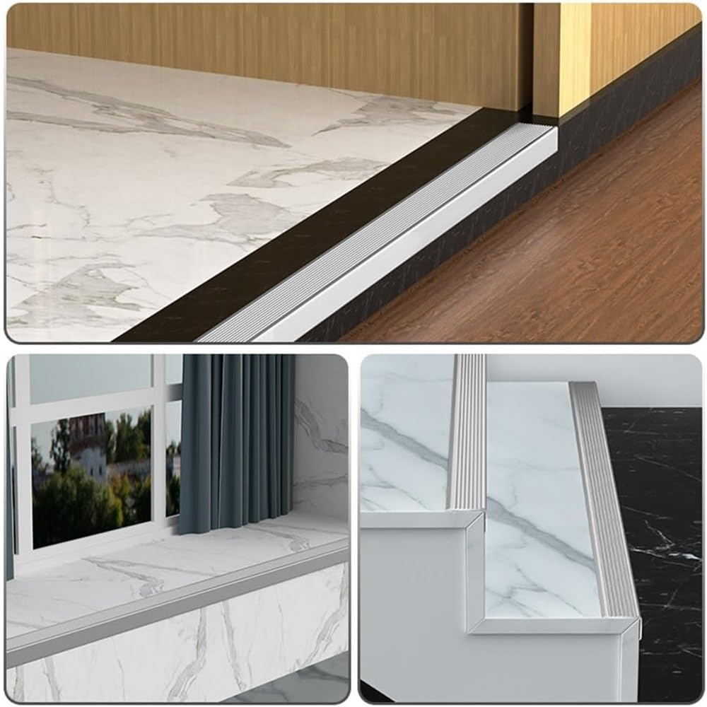 Aluminiowa listwa ochronna na schody, antypoślizgowa, metalowa, przejściowa, do użytku wewnątrz i na zewnątrz, złoty, 5 szt., 48/120 cm, 10 szt