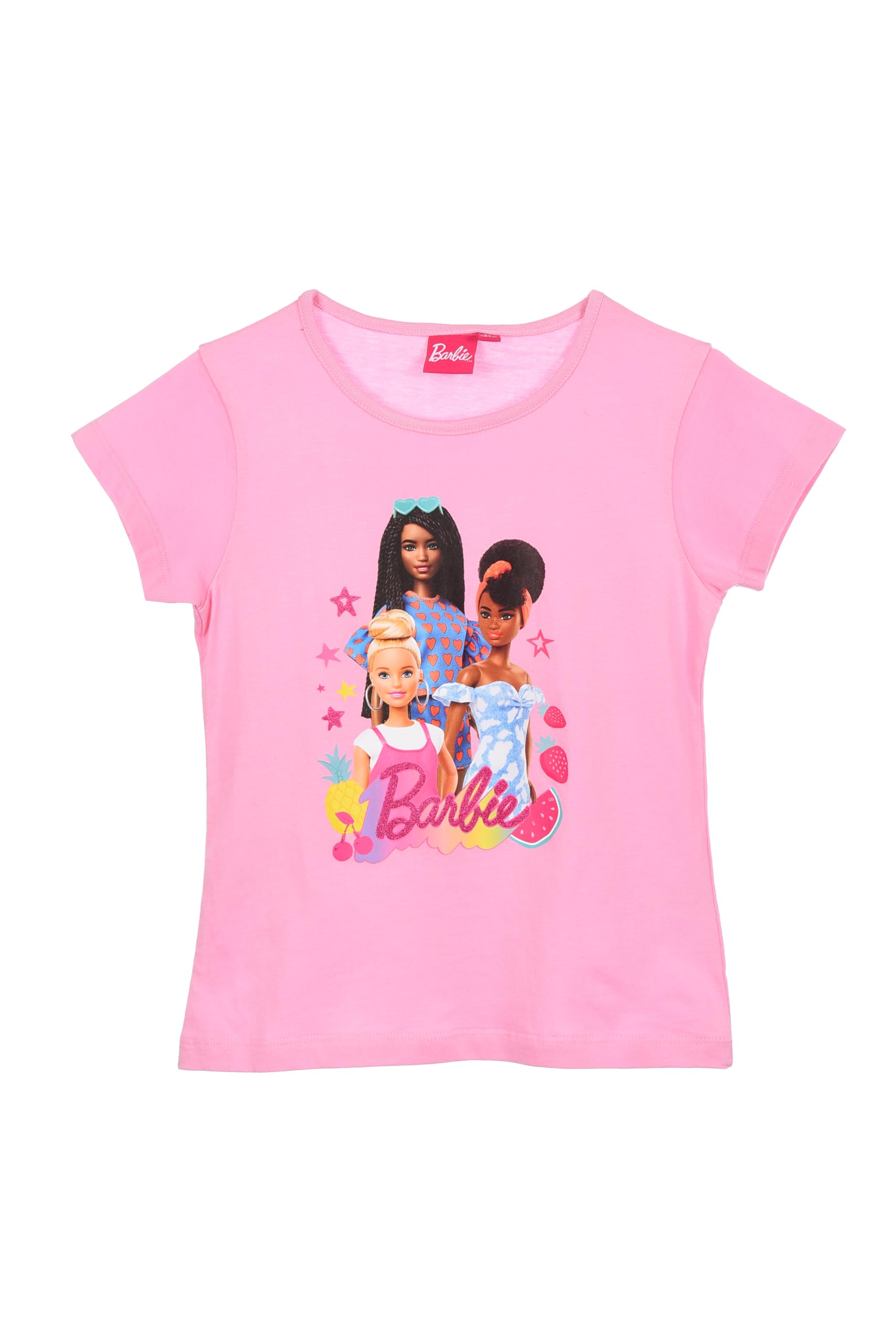 Barbie T-Shirt a Mezze Maniche per Bambine e Ragazze, a Tinta Unita, 100% Cotone (IT, età, 10 Anni, Fucsia)