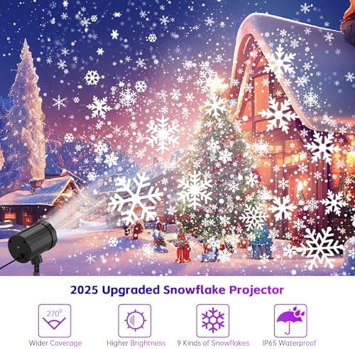 Christmas Projector Lights Outdoor, GUSODOR Dynamic Snowflake Projector IP65 Waterproof Snow Projection Lights for Indoor Outdoor Christmas... - Image 2