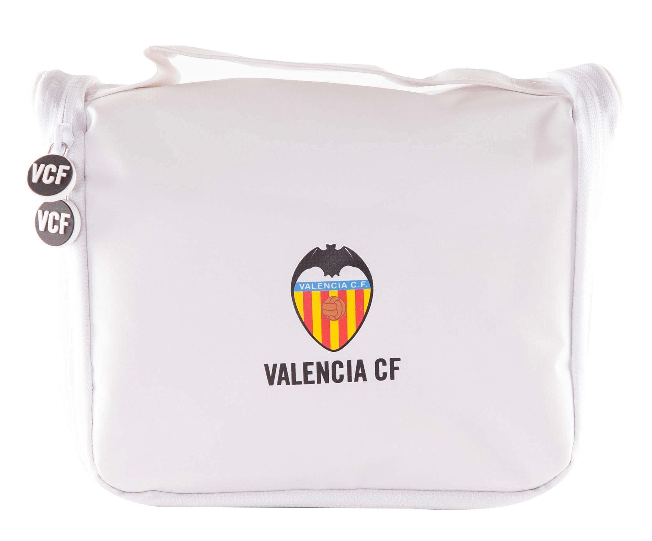 Valencia Club de Fútbol Neceser de Viaje - Varias Alturas para Guardar Artículos de Aseo - Cierre de Cremallera con Tiradores Personalizados - Percha para Colgar - Producto Oficial del Equipo