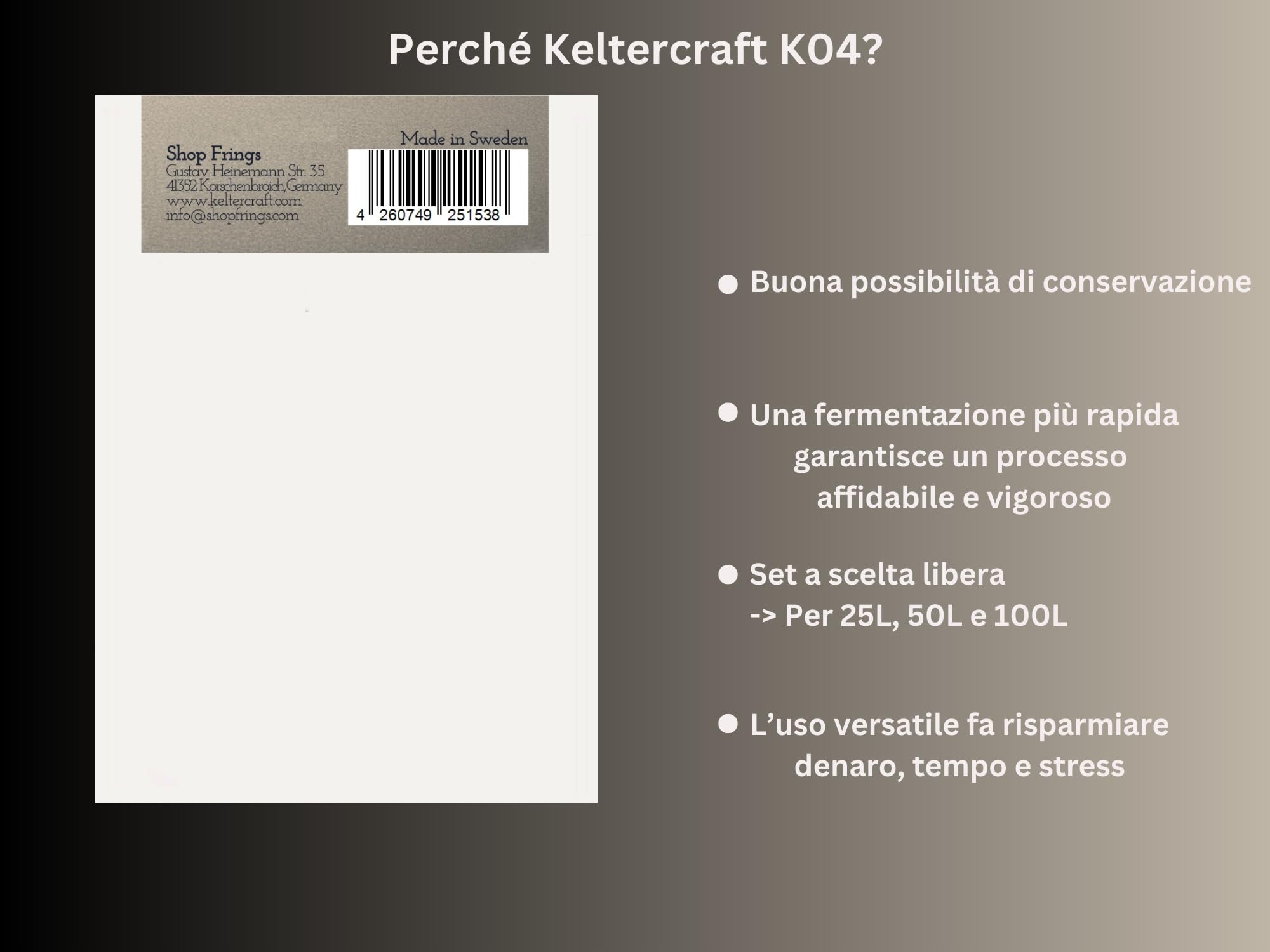 Sale nutriente per lievito Keltercraft K04 [10 g: per 25 litri di vino/idromele/sidro] Sale per fermentazione, lievito alimentare DAP con vitamine, sale nutriente per la fermentazione
