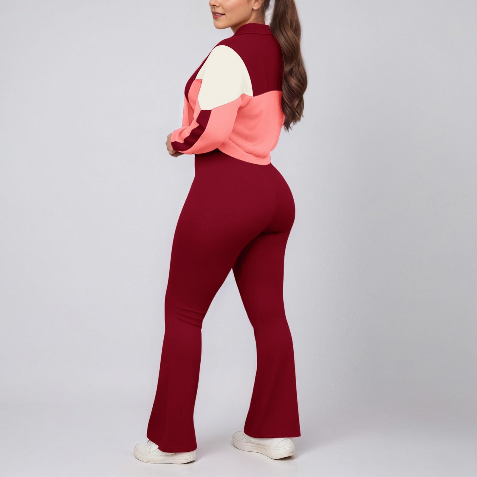 Conjunto Deportivo Femenino de Dos Piezas con Chaqueta Cremallera y Pantalones Ajustados para Yoga Gimnasio y Uso Diario