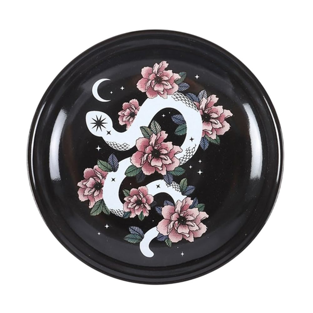 Black Floral Snake Trinket Jewellery Storage Dish. Gothic Gift For Teenage Girl.