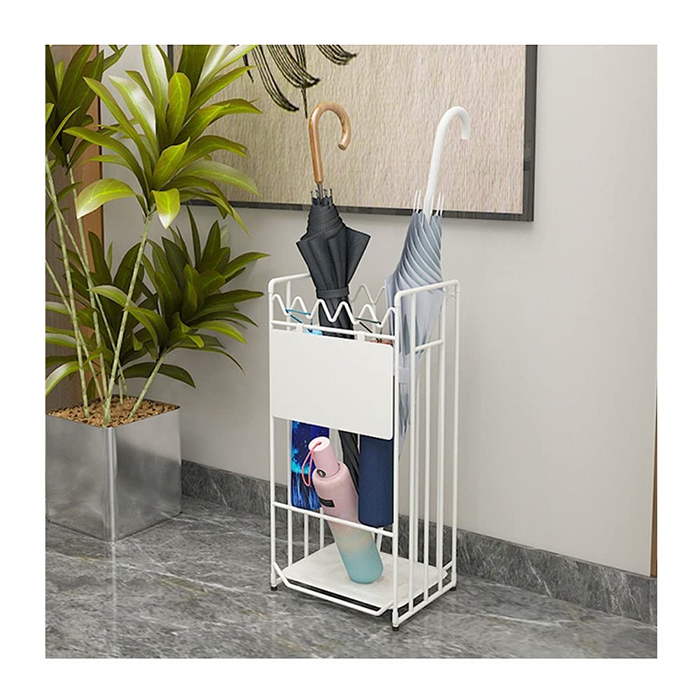 PXAMORTEL Metal Umbrella Holder Stand, Metal Umbrella Stand with Drip Tray Holds 20-30 Umbrellas Multicolor Multiple Sizes(White,28x21x54cm)