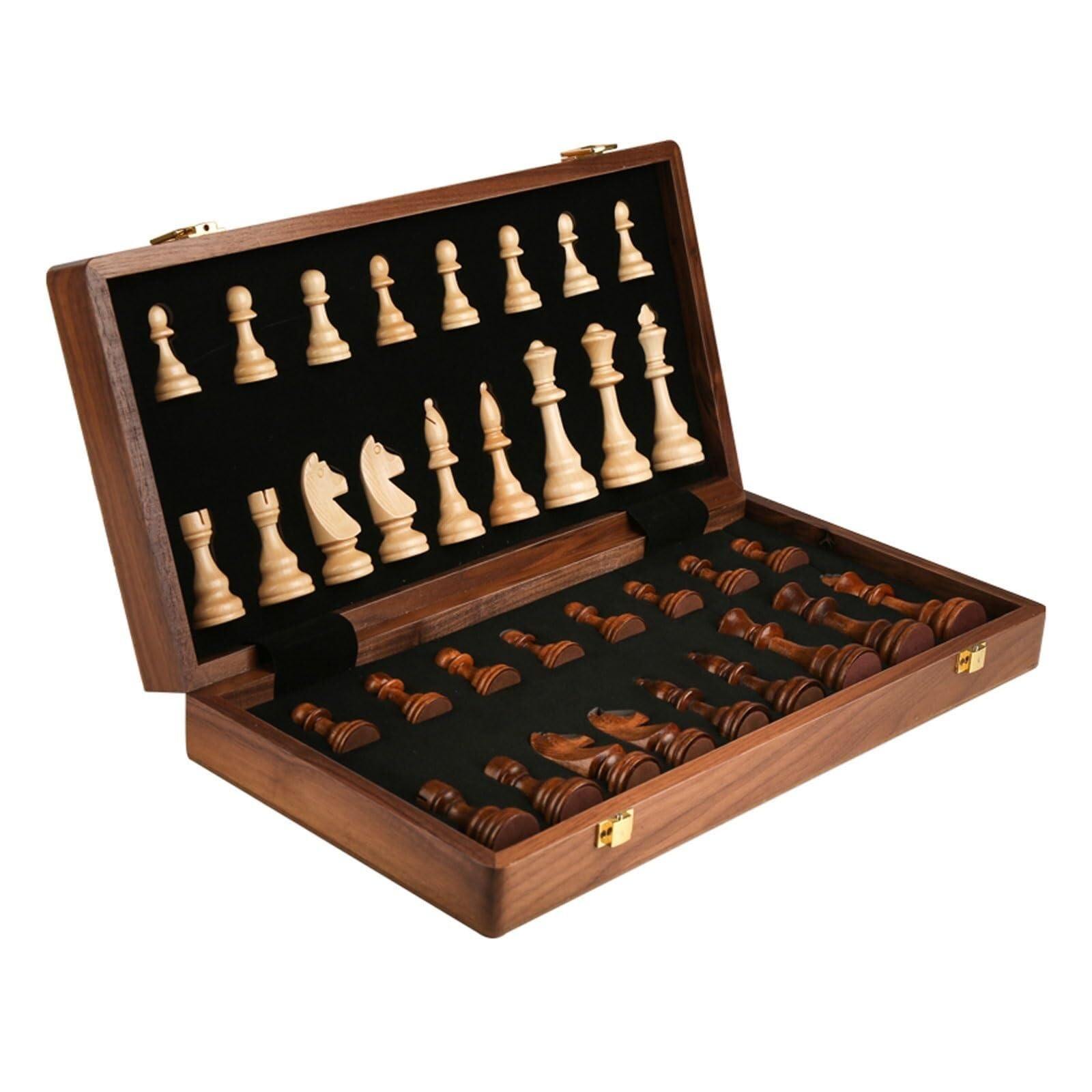 Set di scacchi pieghevole in legno con scacchiera portatile for adulti, viaggi, regali for serate di gioco in famiglia scacchiera portatile(39 * 39cm)