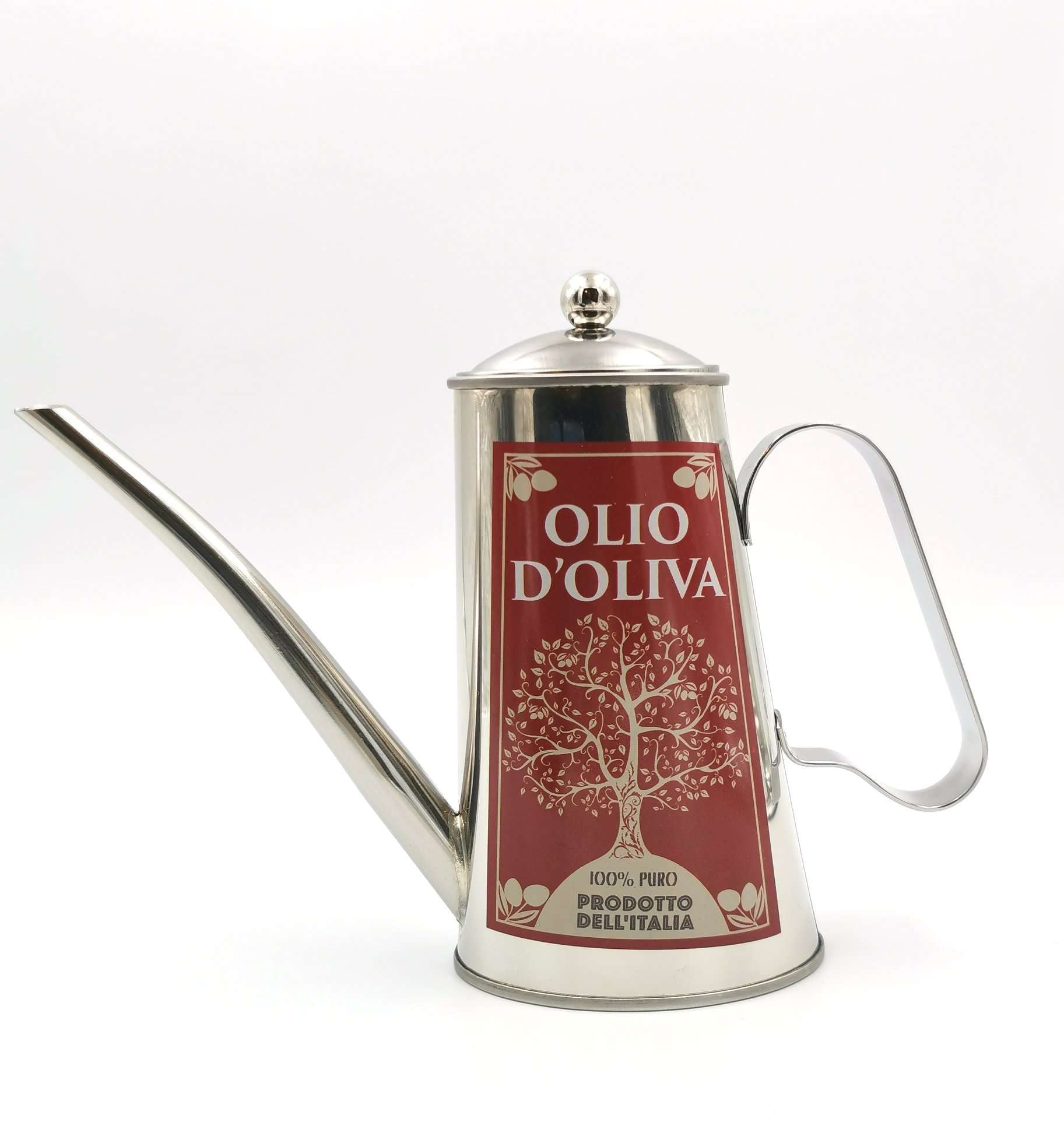 Aceitera de acero inoxidable Burdeos: elegancia ovalada de 500 ml con acabados vintage