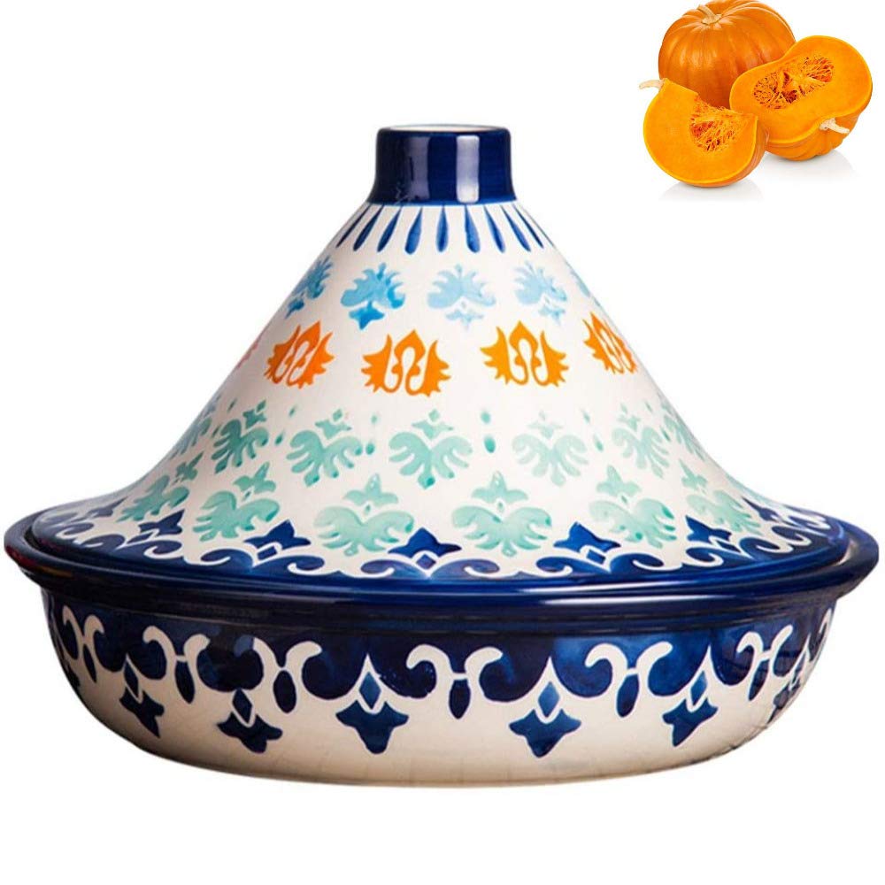 Tajine Traditionnel Marocain, Faitouts Pot De Cuisson Marmite Fait á La Main,Hand Painted Color-Ø25cm