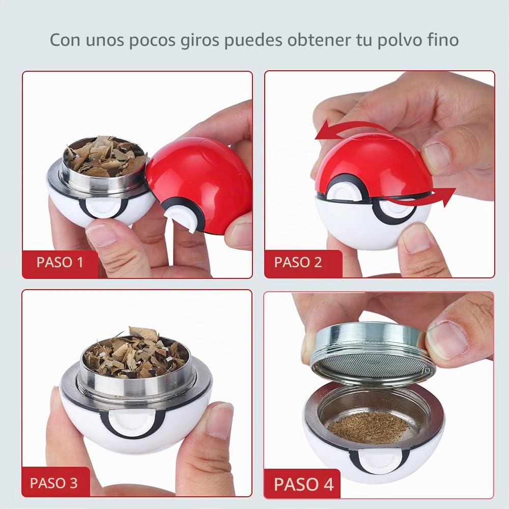 Grinder Especias 2 inch, Spespo Poke Ball Molinillo de Hierbas, Especias en Hogar metalico, Hecho de Duradero Aleación de Zinc, Caja de regalo negra