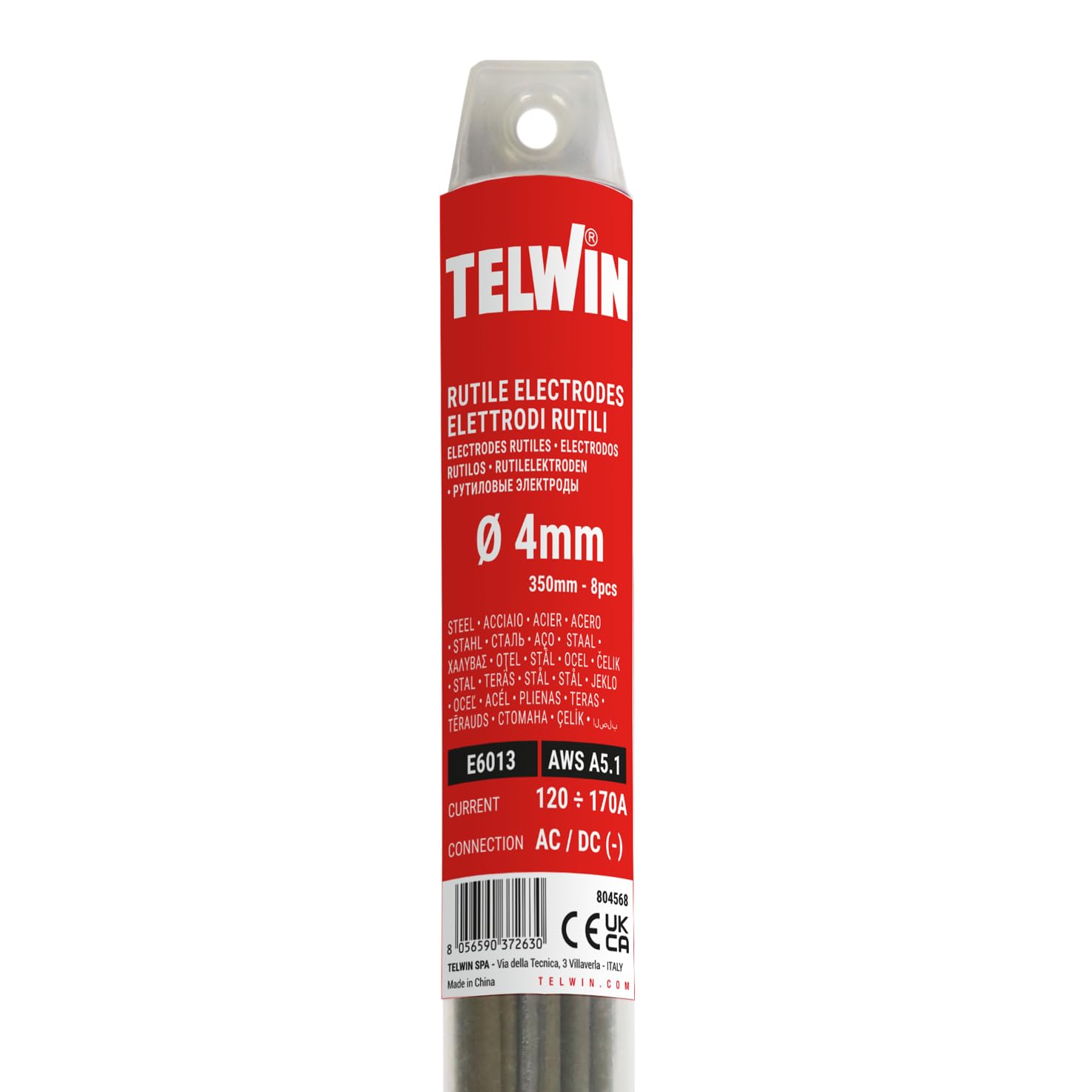 Telwin Electrodos rutiles en acero para soldar, D. 4 mm L 350mm, 8 piezas