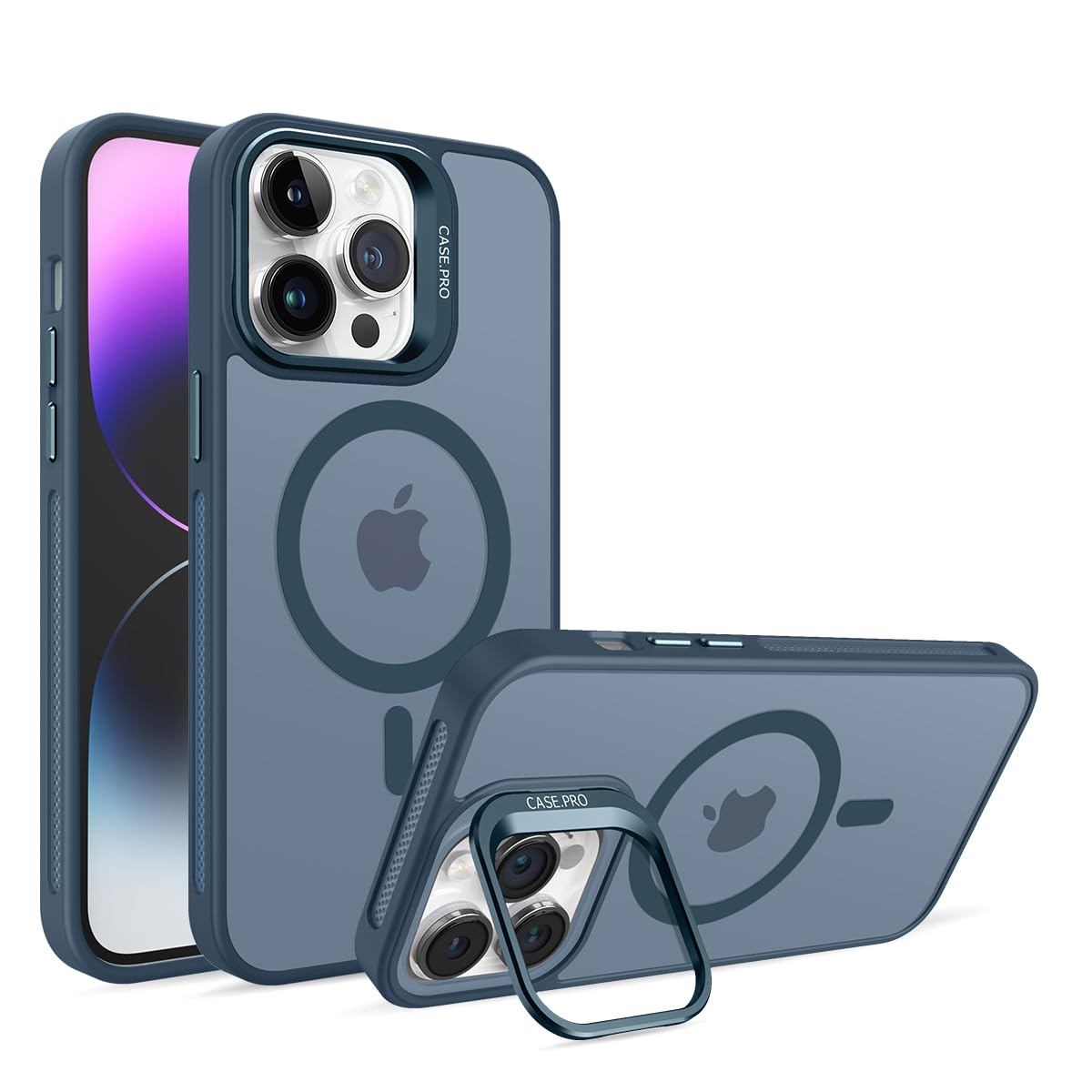 CasurvivePro Custodia magnetica protettiva per fotocamera con cavalletto per Samsung Galaxy S26+ Plus, compatibile con caricabatterie wireless, opaca, sottile, antiurto, blu