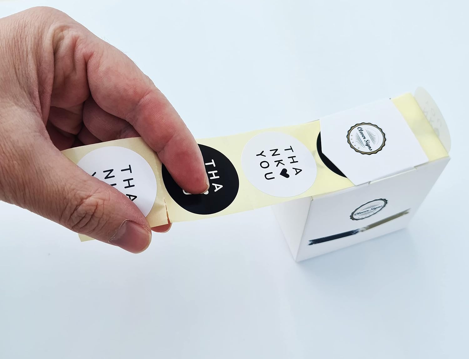 500 Thank You Stickers,Elegant Design for Business,2 Unique Design,1.5" Round, Dispenser Box, Great for Online Retailers, Boutiques, Shops to Use on Bags, Gift Boxes, Wedding Favors - Image 4