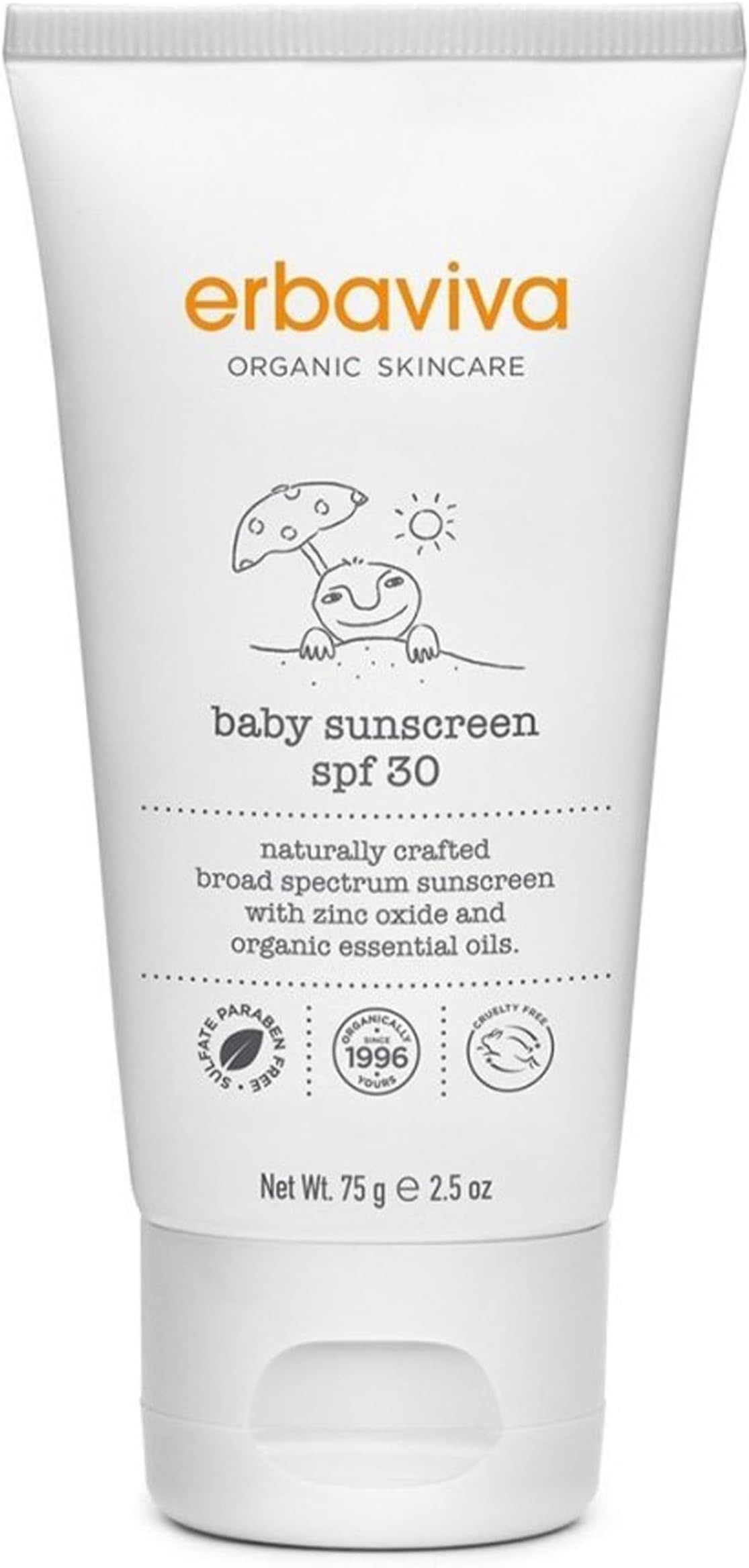 Organic Baby Sunscreen 2.5 Ounce - Coral Reef Safe, Natural, UVA & UVB Protection, Water Resistant, Infused with Essential Oils