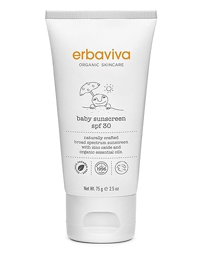Erbaviva Protector solar orgánico para bebés de 2.5 onzas, seguro para arrecifes de coral, natural, protección UVA y UVB, resistente al agua,