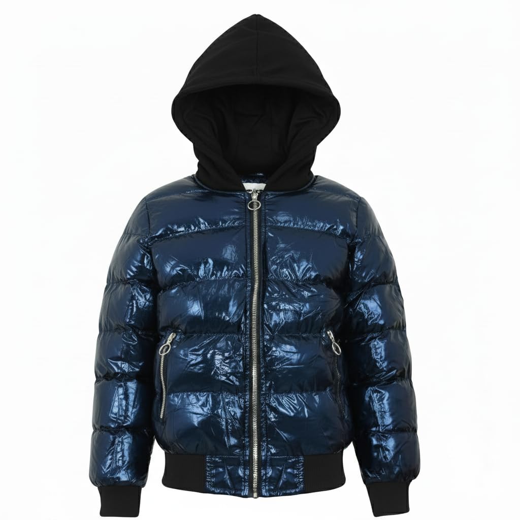 A2Z 4 Kids Dzieci Dziewczyny Chłopcy Moda Błyszczący Watowany Kurtka - Jacket JK28 Blue 13