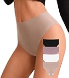 High Waisted Seamless Womens Bikini Underwear No Show Postpartum High Cut Cheeky Ladies Panties 4 Pack