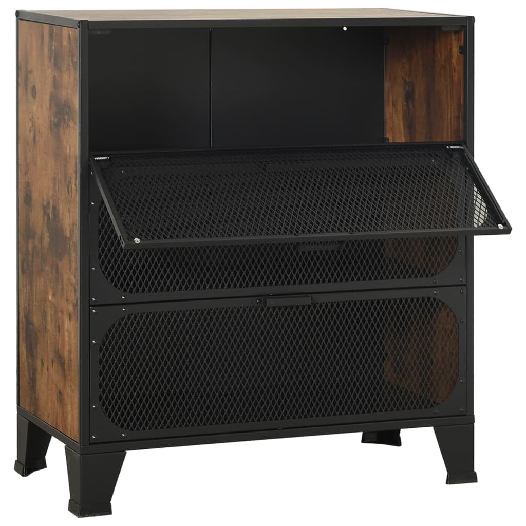 Mobiletto Multiuso Industriale in Metallo e MDF, 72x36x82 cm
