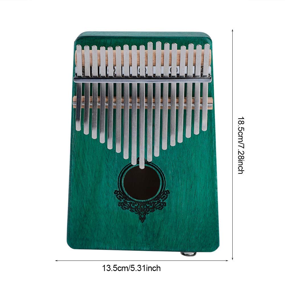 17-klawiszowa Kalimba (Pianino kciukowe) – Korpus z Mahoniu, z Wbudowanym Przetwornikiem i Młotkiem do strojenia; Przenośne Pianino Palcowe dla Początkujących (dorośli i dzieci) (Zielony)