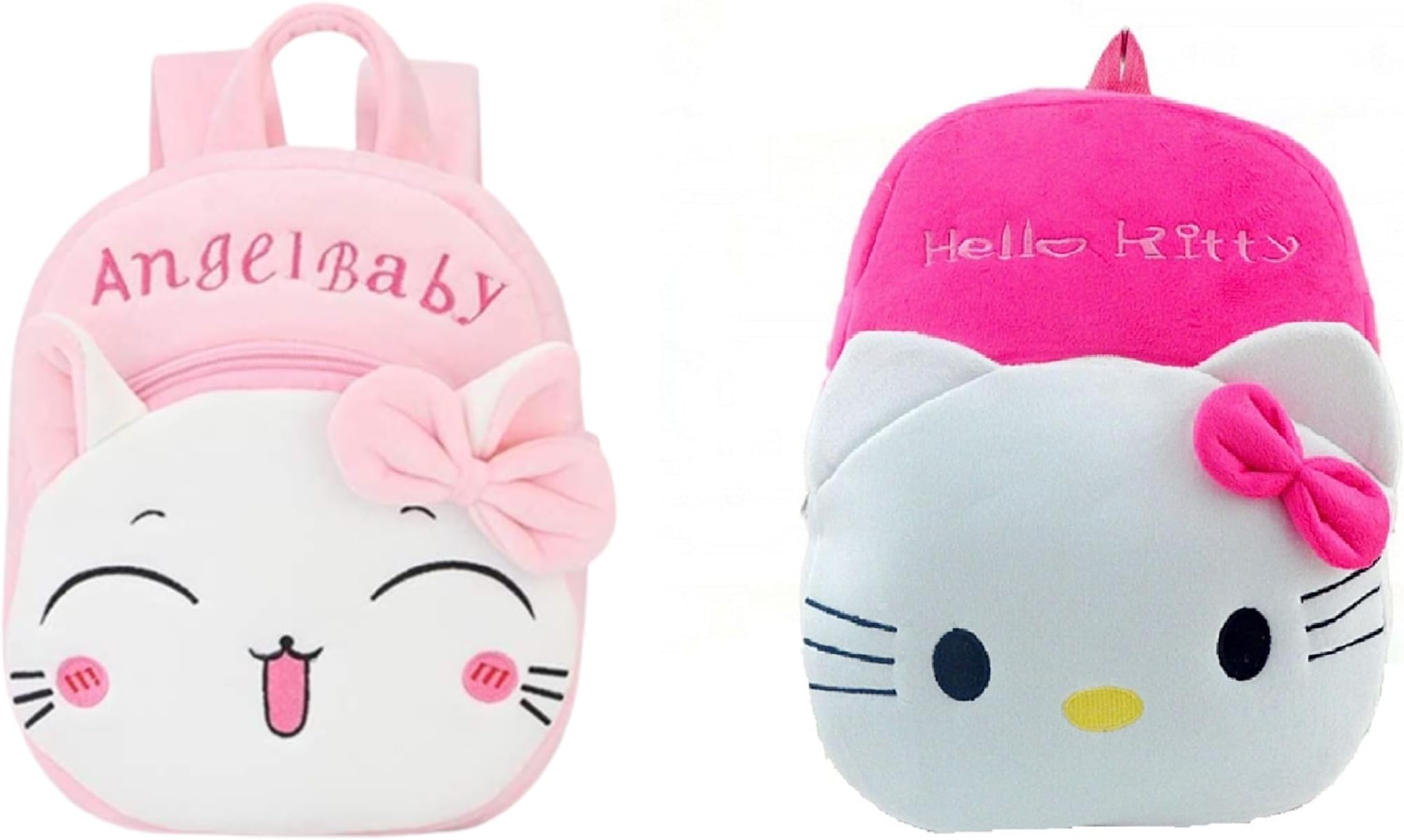 blue treeblue tree Cute Boy's and Girl's Plush Bag Medium Quality Full Embroidery Designs Mini Travel Backpack Angel baby (Angel Baby-Hello Kitty)