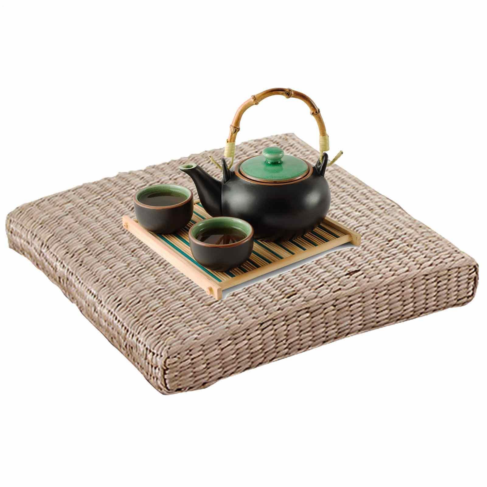 Generisch Cuscino in paglia, classico tappetino tatami in rattan | realizzato a mano, tappetino da yoga in paglia intrecciata, cuscino per giardino, soggiorno, decorazione della casa