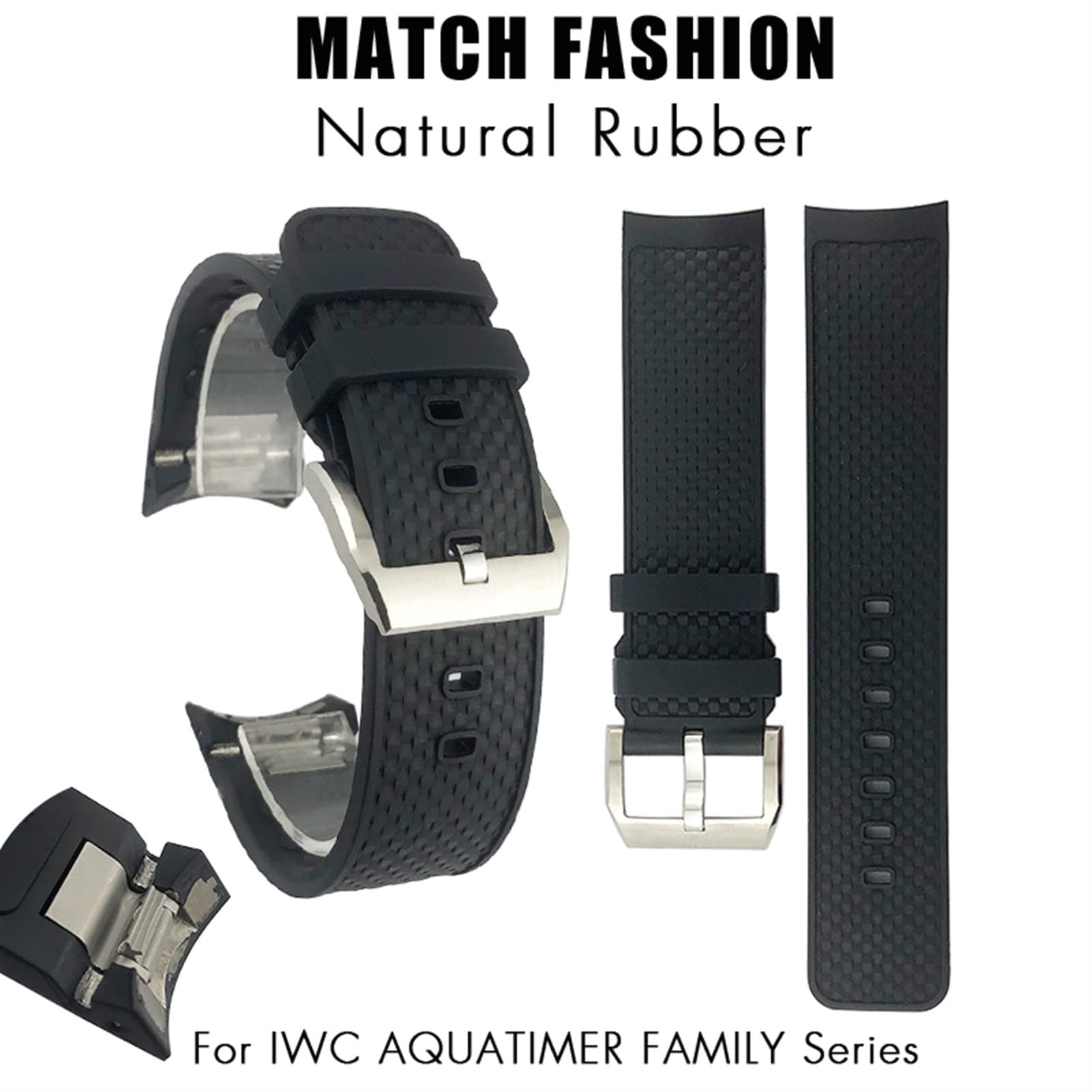 Für IWC Aquatimer IW329001 IW376803, schwarzes wasserdichtes Armband, Silikon-Uhrenarmband, 22 mm Schnellwechselsystem, Gummi-Armband