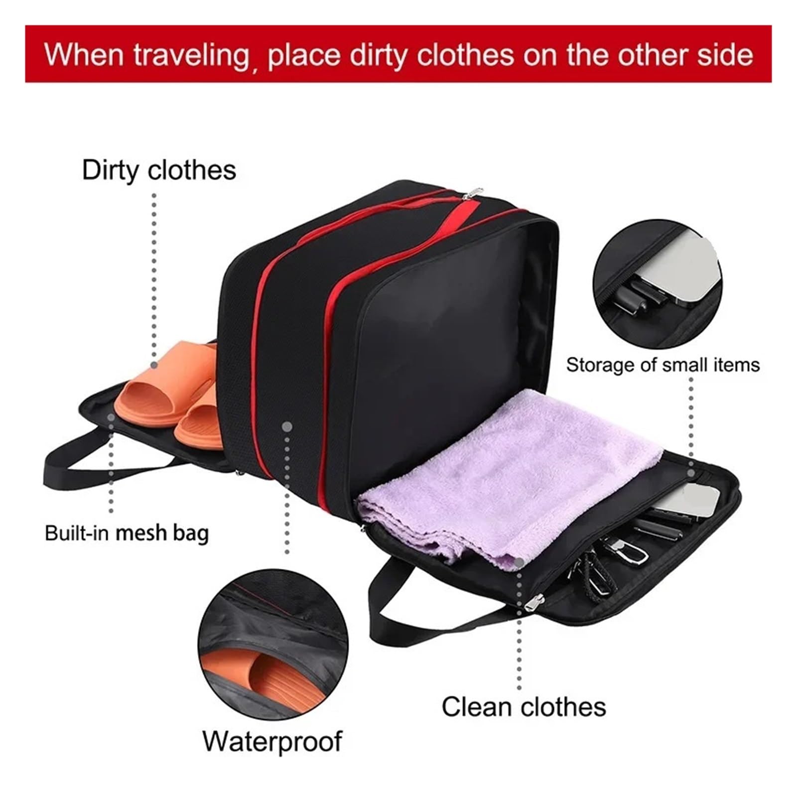 Organizador maleta Bolsa de almacenamiento compresión portátil doble capa, cubos embalaje viaje, organizador equipaje, bolsa maleta impermeable para las Vacaciones(Deep blue,3PCS)