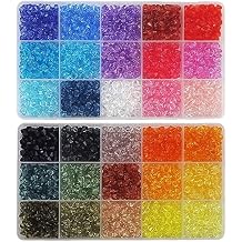 INSPIRELLE 2400 Pieces 6mm Bicone Beads 30 Colors Faceted Acrylic Beads Plastic Spacers Beads for Jewelry Making and Crafting