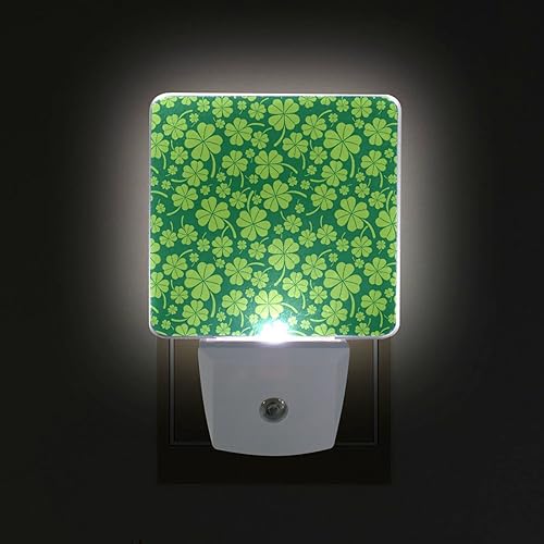 Miniatura 6 de Luces nocturnas enchufables en la pared, juego de 2 luces nocturnas de San Patricio con sensor del atardecer al amanecer, luz blanca perfecta para