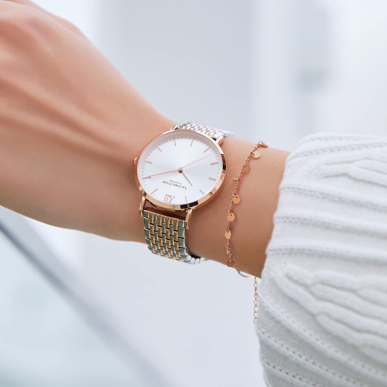 VICTORIA HYDE Orologio da donna analogico al quarzo da donna in acciaio inossidabile impermeabile orologio da polso con bracciale