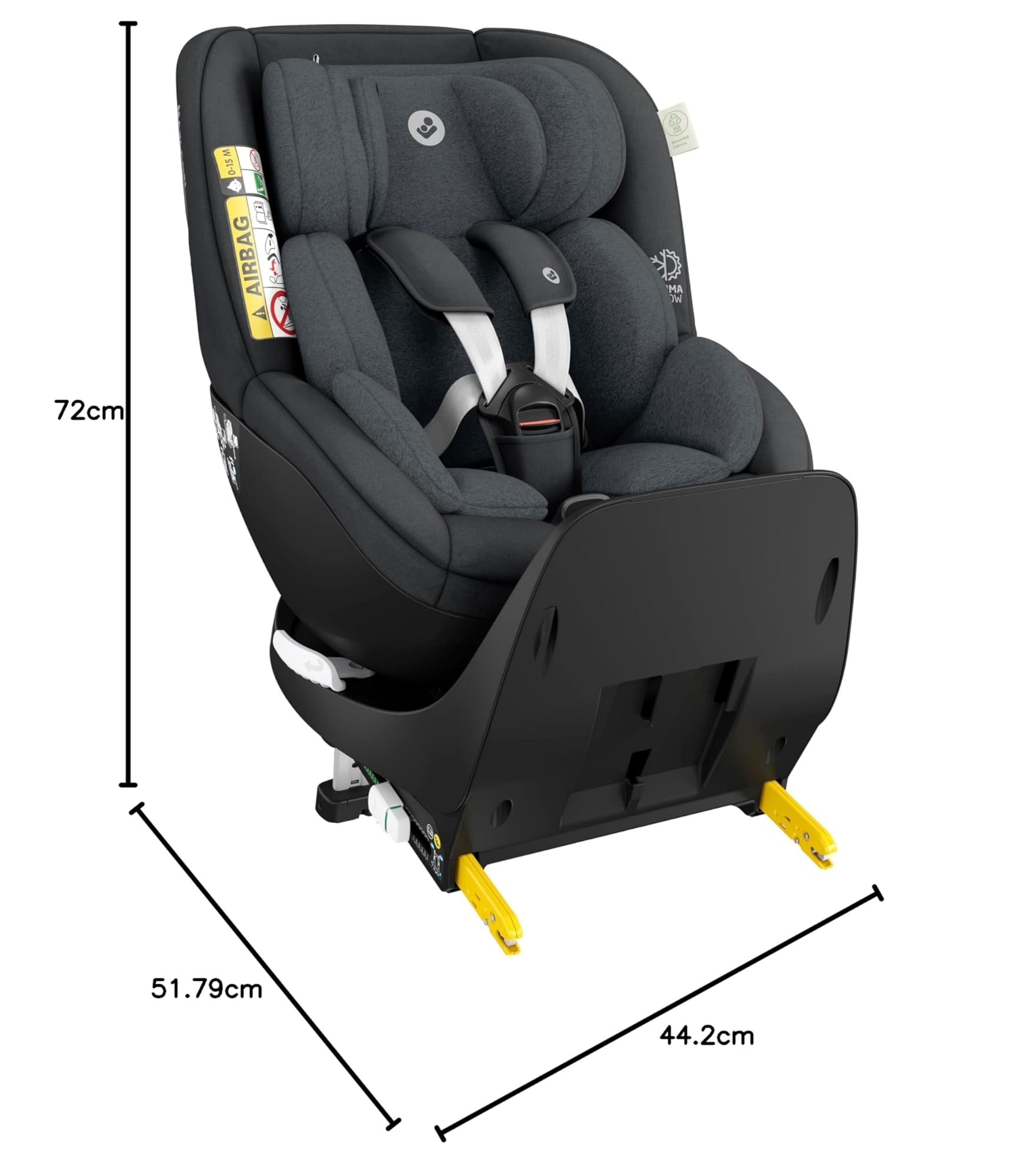 Maxi-Cosi Mica Pro Eco Seggiolino Auto Isofix Girevole 360° Per Bambini 0-4 Anni (40-105 Cm), ClimaFlow, Protezione dagli impatti laterali G-CELL, Omologato I-Size R129, Authentic Graphite