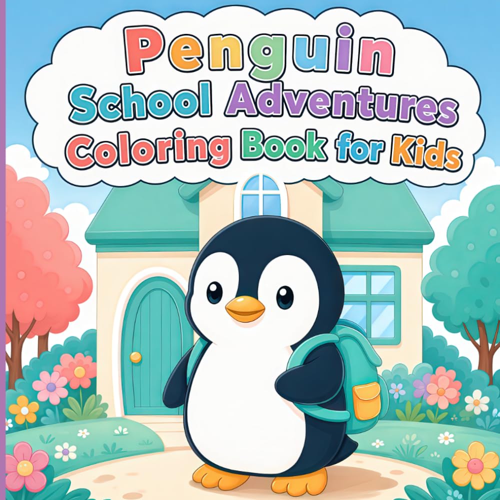 Penguin School Adventures Coloring Book for Kids: Cute and Easy School Adventures with Fun Penguin Facts for Ages 4-8.