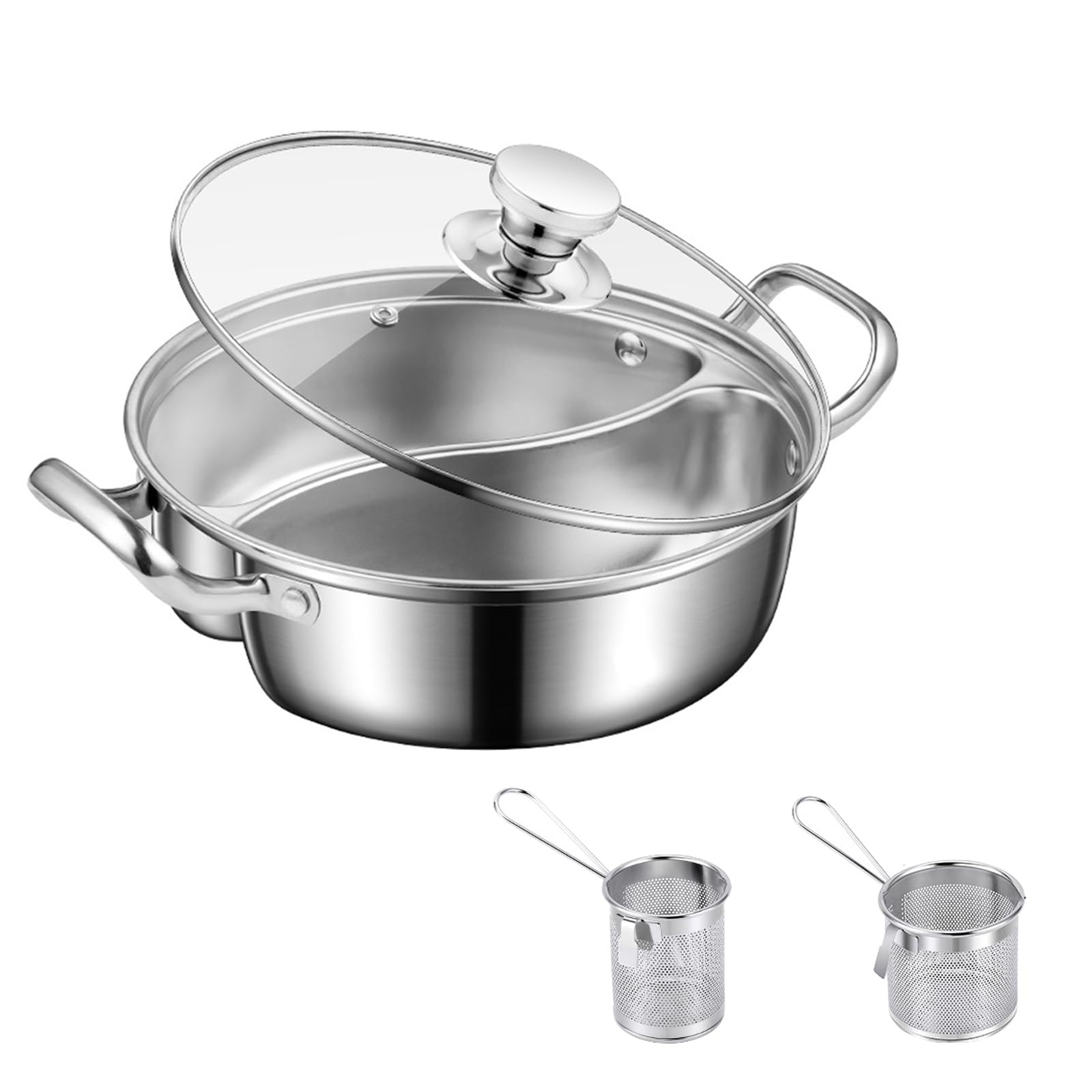 Amazon | 304 食品グレード ステンレススチール 両面しゃぶ鍋 - 28/30