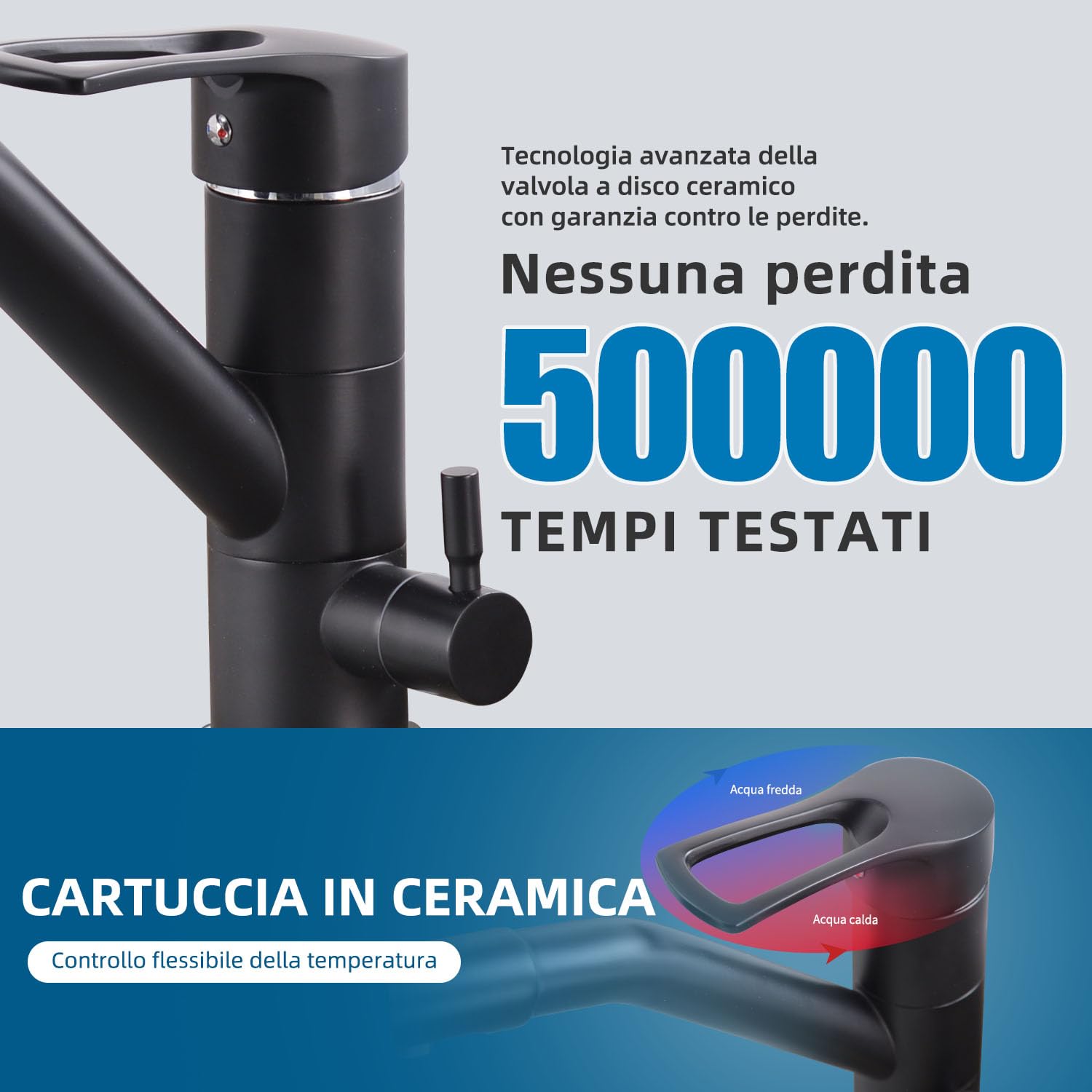 3-Wege-Küchenarmatur, 360° drehbarer Küchenarmatur, Spültischarmatur mit flexiblem Auslauf, G3/8 Zoll (Dreifach-Anschluss-Wasserhahn mit Wasserfilter, Schwarz)