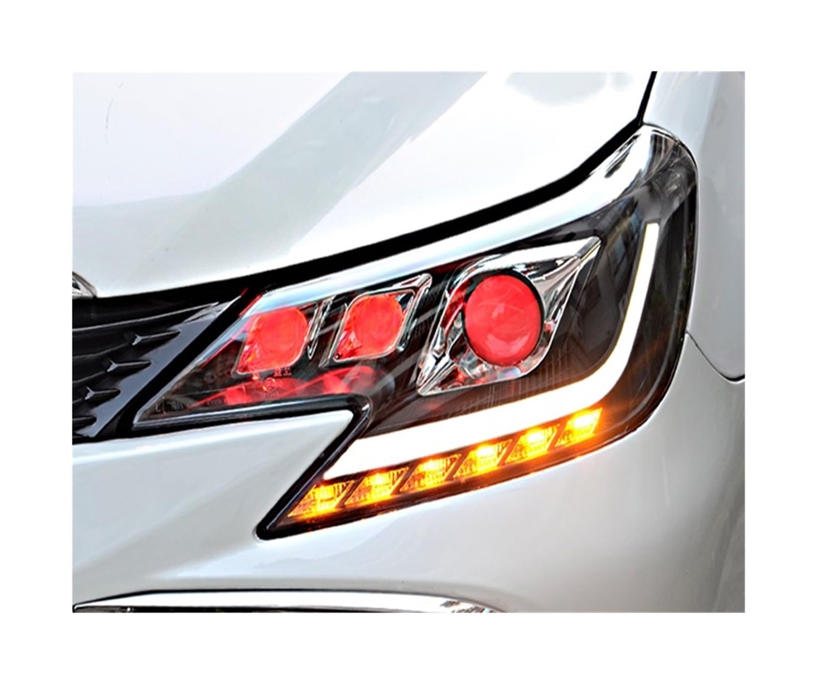 Front Lights Headlights LED DRL Dynamic Moving Turn Signal Demon Eye Head Lamps Auto Assembly Compatible With Toyota Compatible With Reiz 2010-2018(Led in low beam,10-13)
