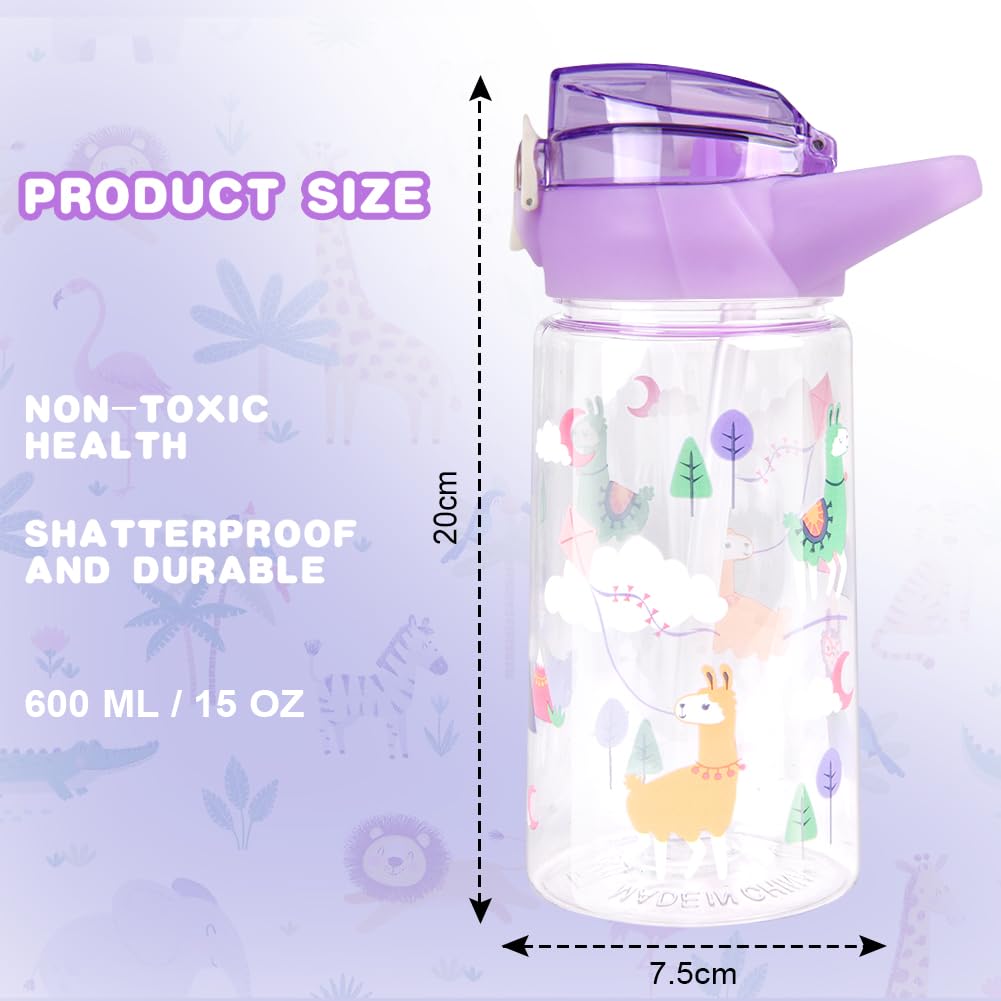 flintronic Borraccia Bambini, 500ML Borraccia per Bambini Senza BPA, Bottiglia Acqua con Cannuccia, Bottiglia d'Acqua a Prova di Perdita, Regalo per Bambini