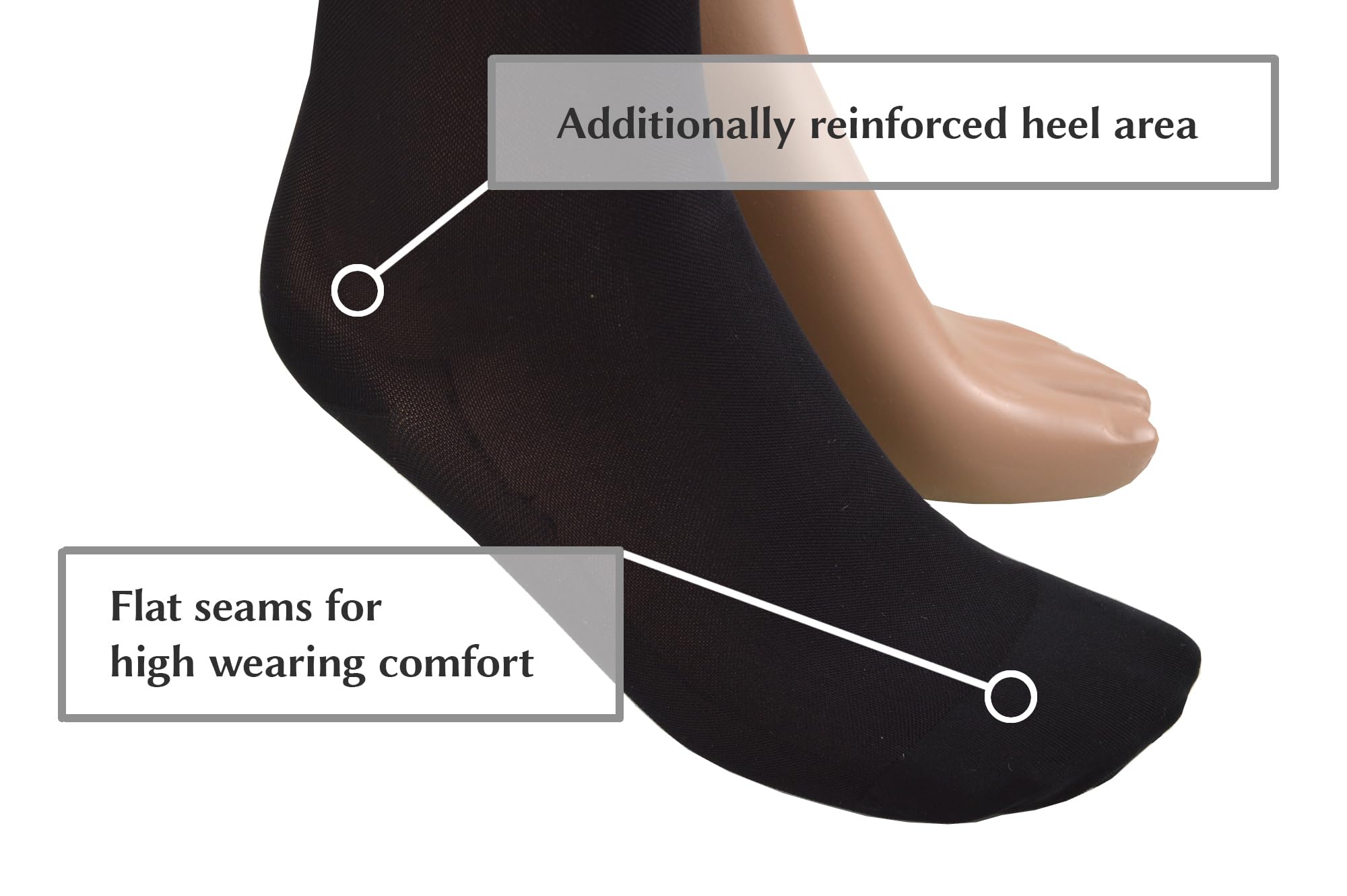 Calze Compressione Medicali Classe 2, 23-32 mmHg, Lunghe, Punta Chiusa, Autoreggenti, Donna & Uomo, Calze Contenitive CCL II per Varici (170-182 cm / Medium, Nero)
