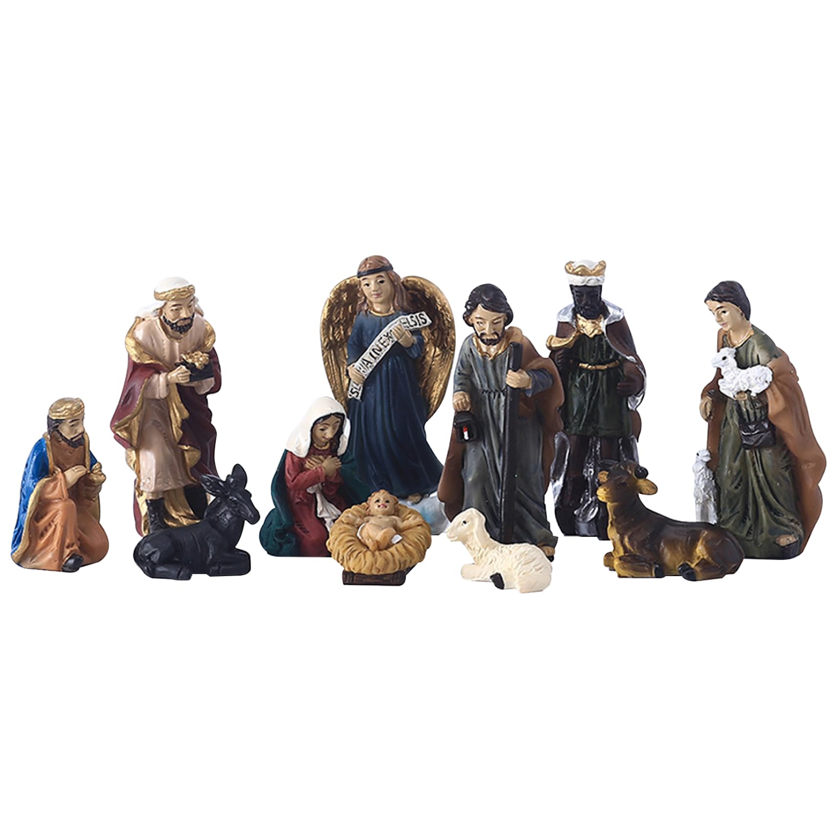 Gcroet Christmas Nativity Sets with Figures Resin Nativity Scene Christmas Ornaments Vivid Realistic Jesus Birth Set for Decoration Indoor