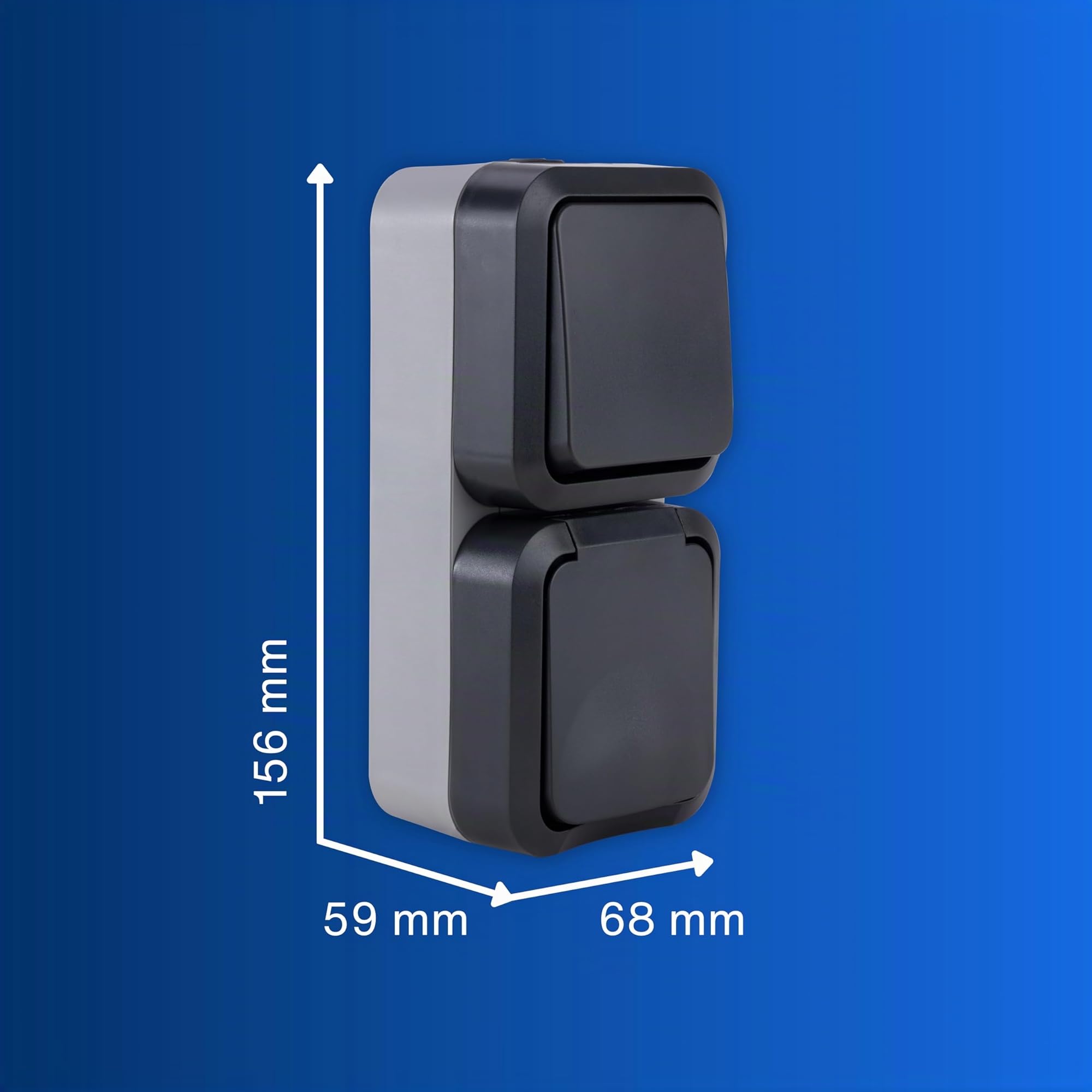 REV 0004860400 AquaStorm Socket - Interruptor A/W Combi, IP55, montaje en superficie, vertical, antracita